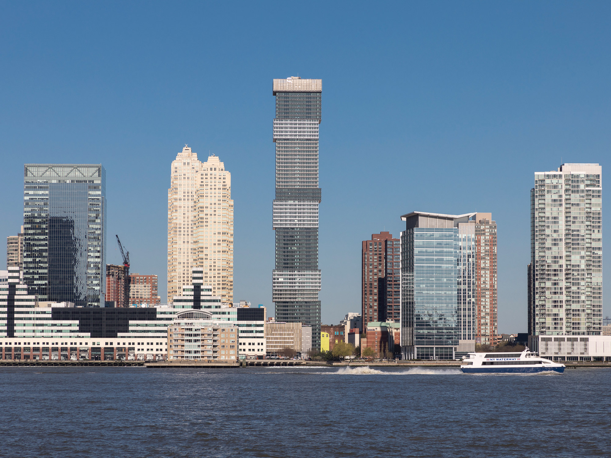 New Jersey skyline with central focus on Urby building