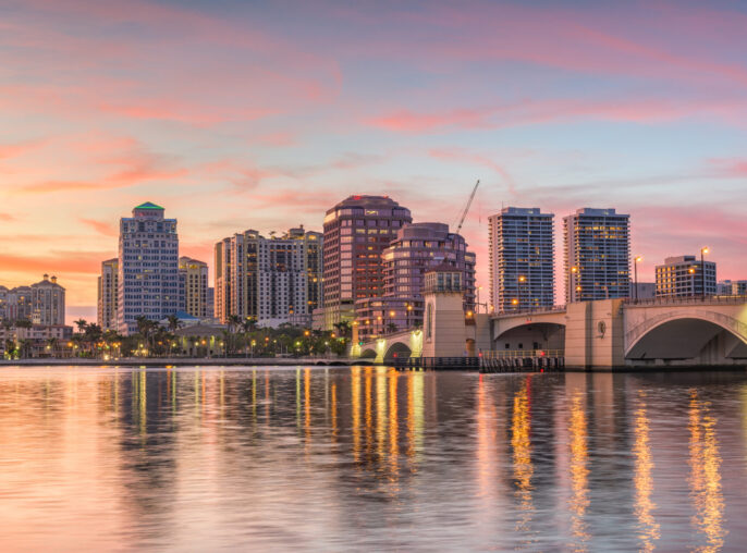 West Palm Beach, Florida, USA downtown skyline.